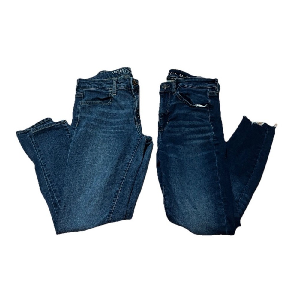 Lot 2 American Eagle Jeans 8S 8 Short Next Level Stretch Distressed Jegging Blue